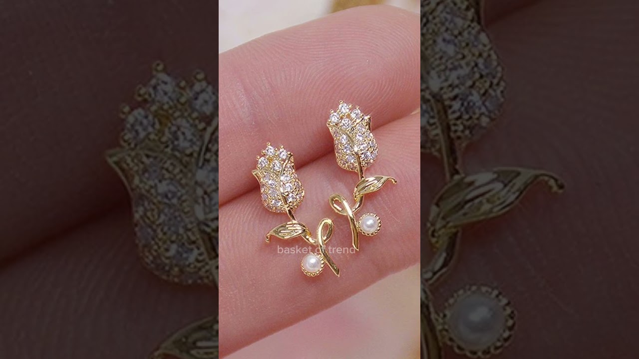 24k gold stud for girls #goldstuds #goldearrings #gold #trending #viral