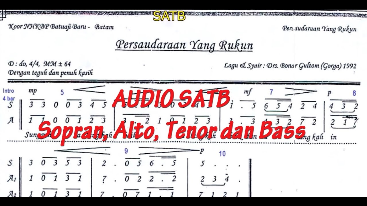 Audio Sopran Alto Tenor Bass || Persaudaraan Yang Rukun || Lagu & Syait : Drs. Bonar Gultom (Gorga)