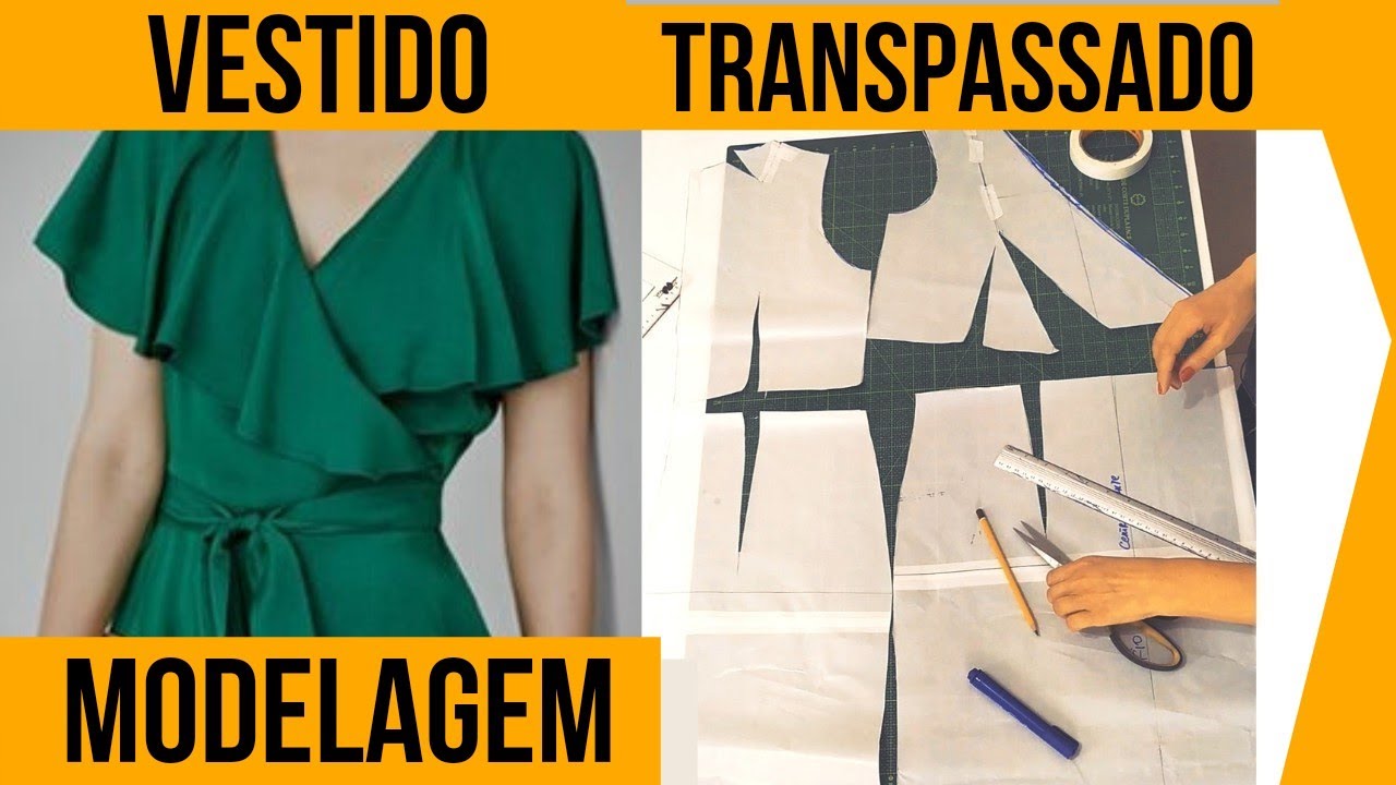 VESTIDO TRANSPASSADO MODELAGEM E CALCULO DO BABADO NO DECOTE ( EXPLICANDO PARA INICIANTES)