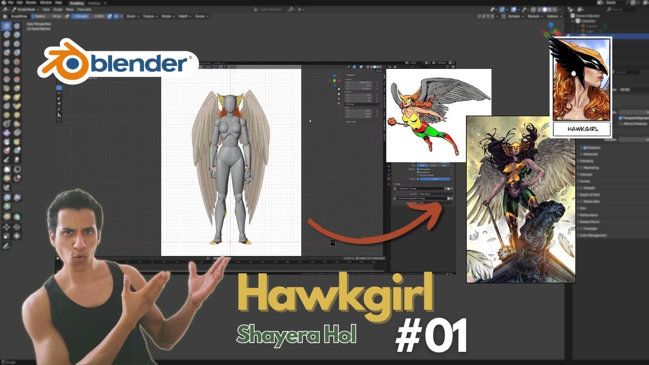 (Day 1) Blender Sculpting: Hawkgirl (DC Comics) -  Project explanation