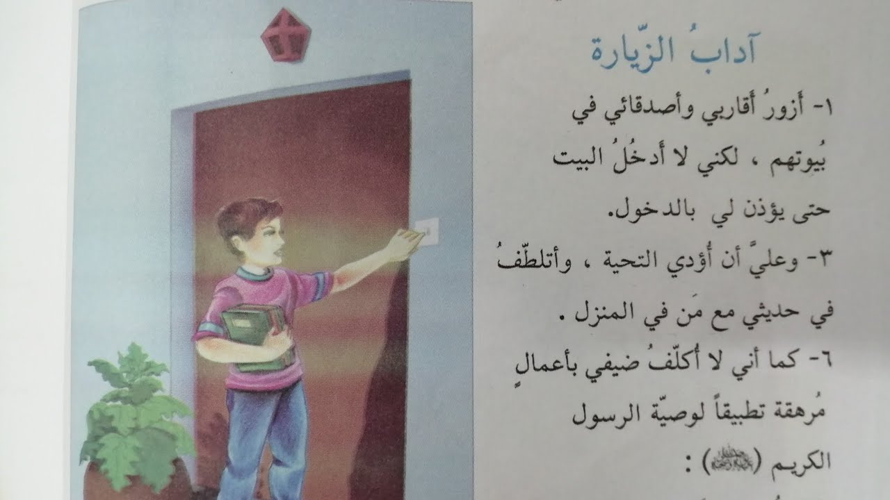 التعبير الكتابي آداب الزيارة للصف الرابع الابتدائي
