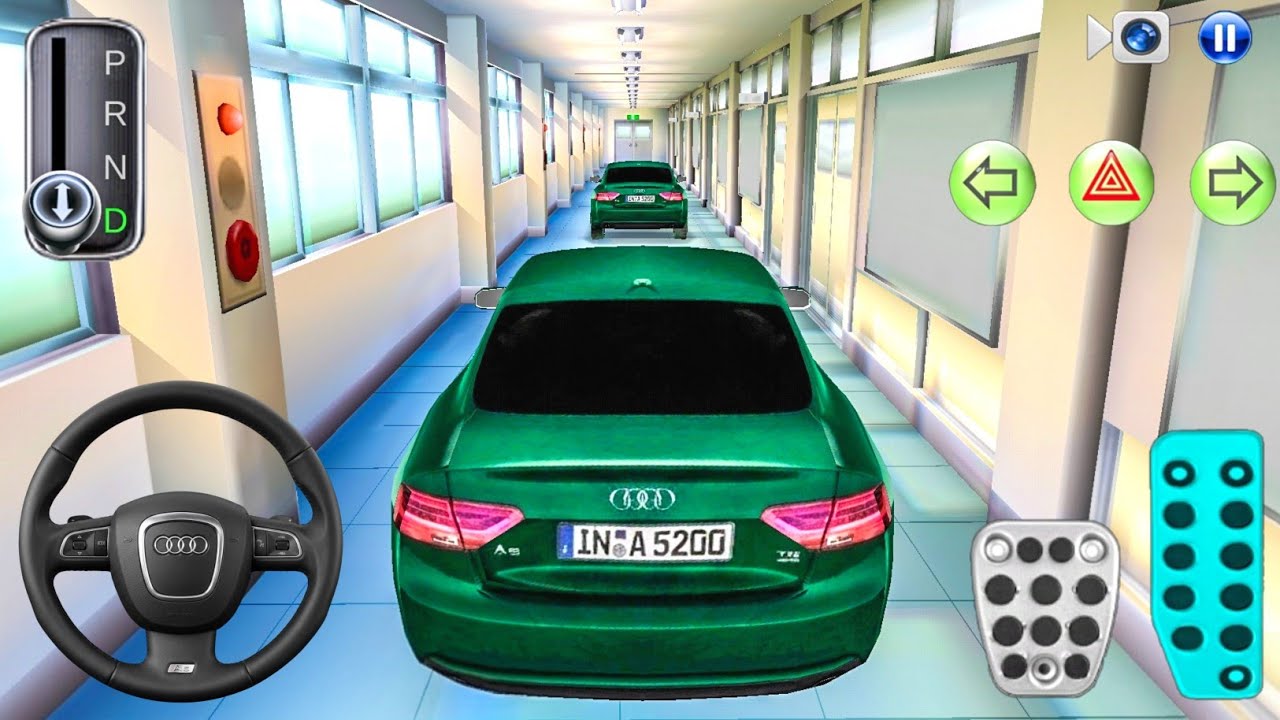 New Green Sedan Car Audi A5 in School Building - 3D Driving Class - Simulator Android Game Gameplay
