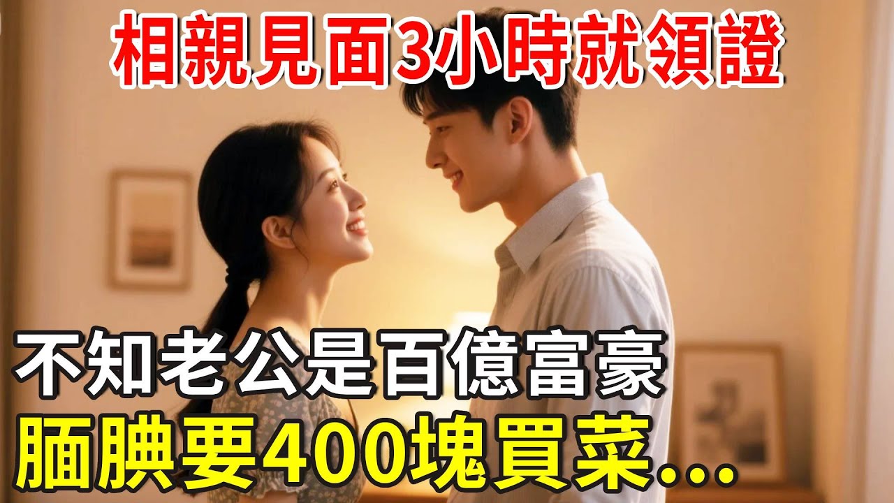 相親見面3小時就領證，不知老公是百億富豪，腼腆要400塊買菜...#总裁 #爽文