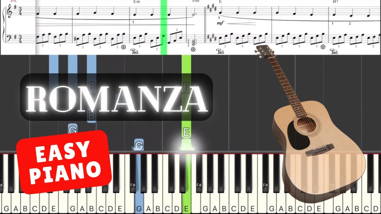 Spanish Romance (Romanza). Easy piano tutorial + Sheet music