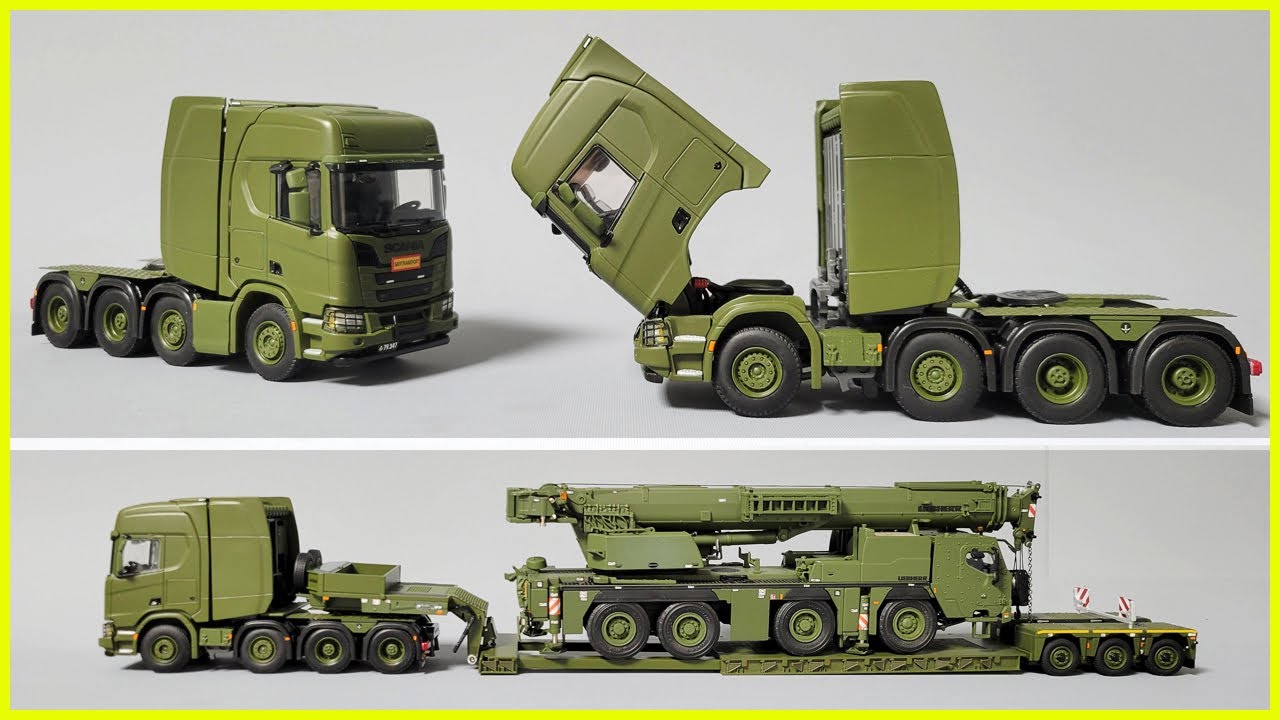 1/50 WSI SCANIA R HIGHLINE CR20H 8X4 LOW LOADER PENDEL X FORSVARET DANISH ARMY 01-3849 군용스카니아트레일러