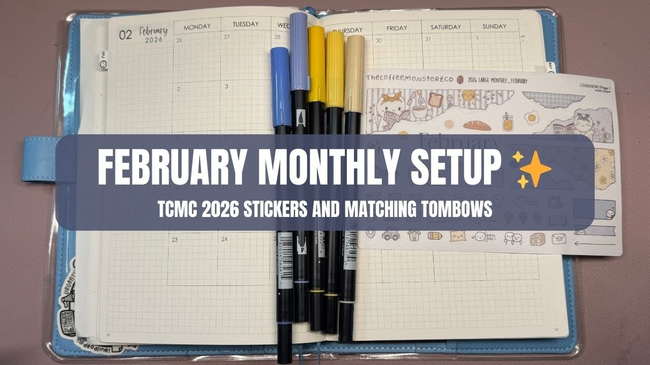 February 2026 Monthly Plan With Me ✨ A5 Vertical Plans | TCMC 2026 Kit | Matching Tombows