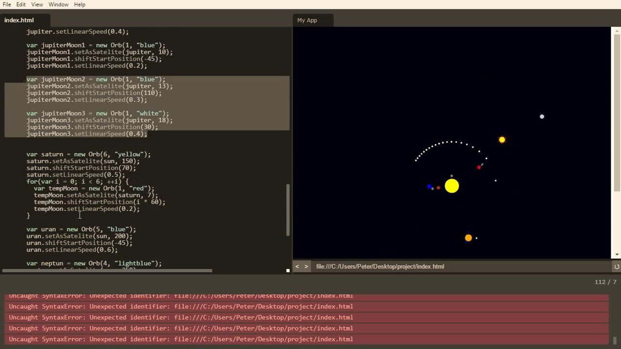 Javascript, canvas. Live coding session.