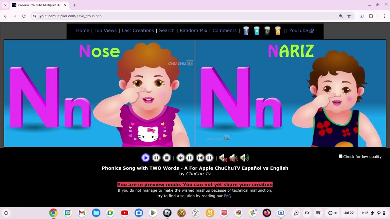 Phonics Song with TWO Words - A For Apple ChuChuTV Español vs English