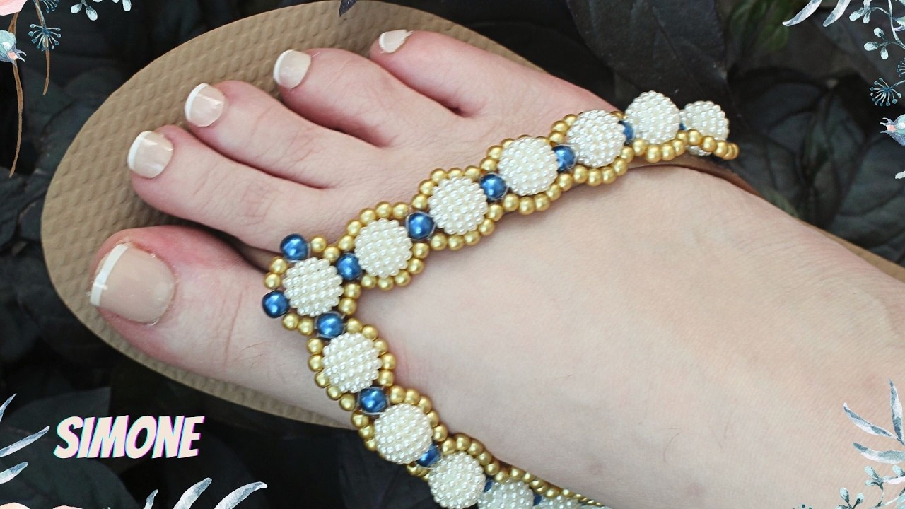 Chinelo decorado: Manta de pérolas nível iniciante (Chinelo bordado)