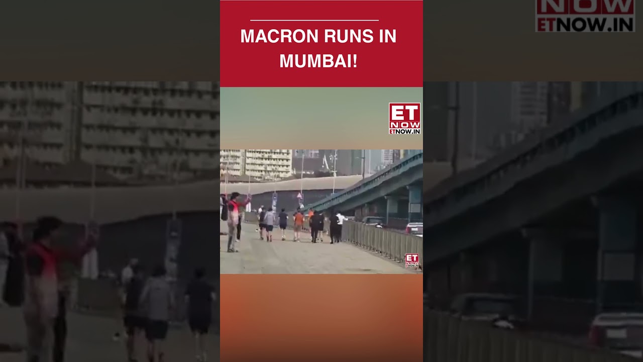 Macron&rsquo;s Morning Jog at Mumbai&rsquo;s Marine Drive Grabs Attention During India Visit | ET Now #shorts