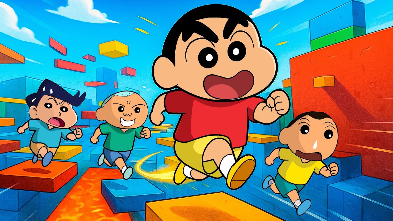 Shinchan VS His Friends In Hardest Parkour Obby 😱🔥 | Shinchan Roblox Funny Game 😂