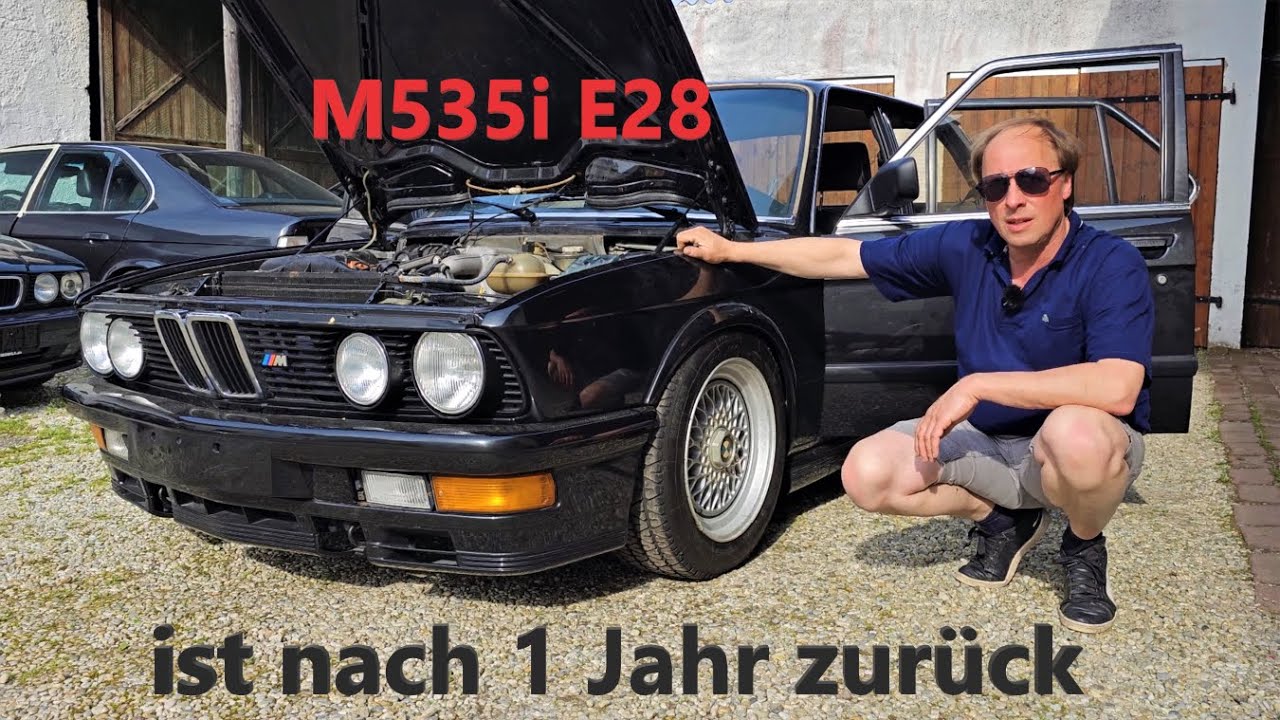 BMW M535i E28 zurück vom Lackierer. Noch einiges zu tun bis zum Oldtimerkennzeichen.