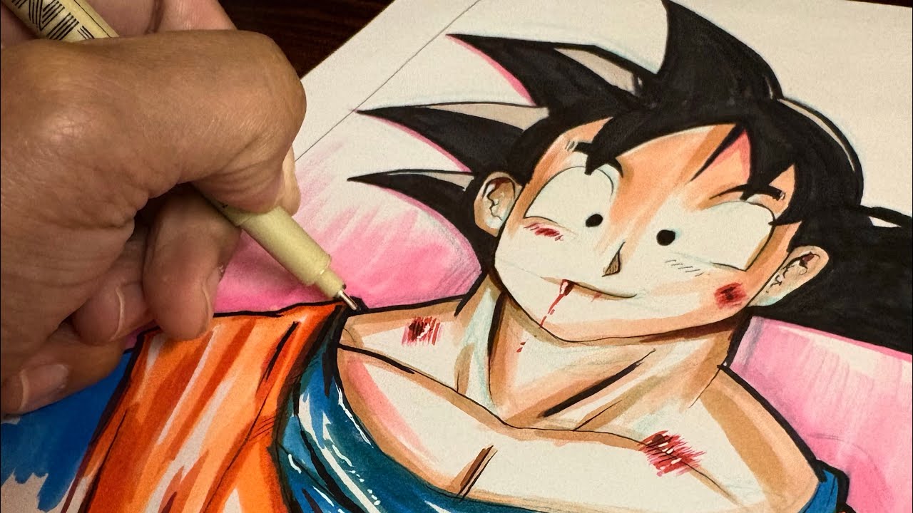DRAWING GOKU IN ALCOHOL MARKERS! 