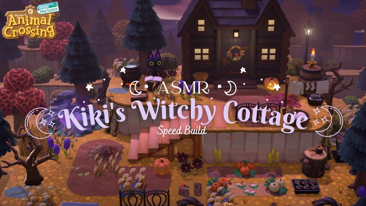 ASMR gaming | Witchy Autumn Cottage - Speed Build + Tapping | Animal Crossing: New Horizons