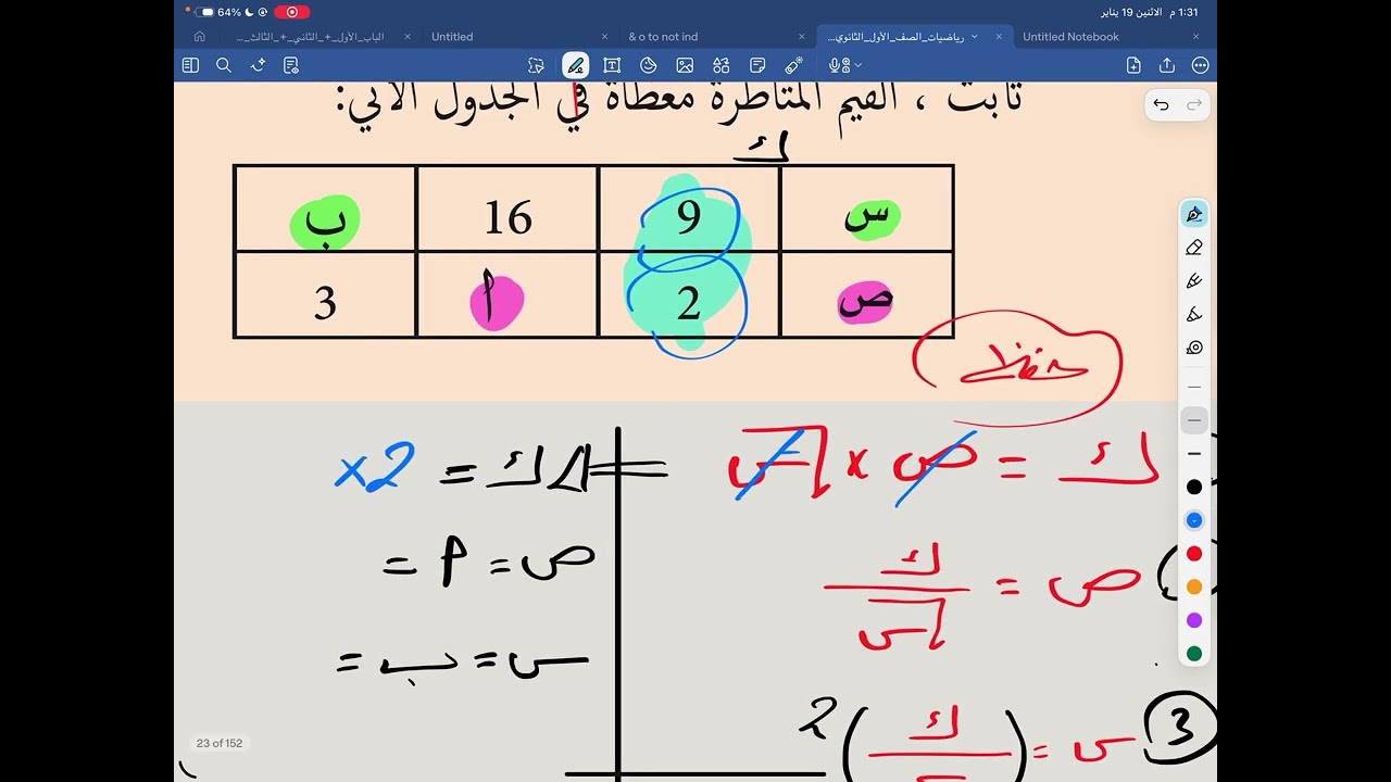 التغير ورقة المراجعة 5 / اول ثانوي رياضيات المنهج الليبي 