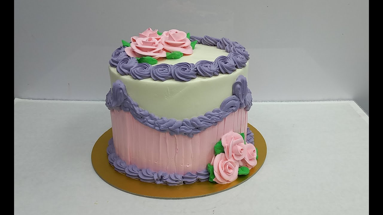 How to make a purple and  pink cake with side pink stripe