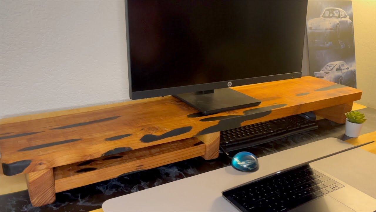 DIY Monitor Stand with Built in Shelf | Desk Organization & Ergonomics | DIY  Grovemade Shelf