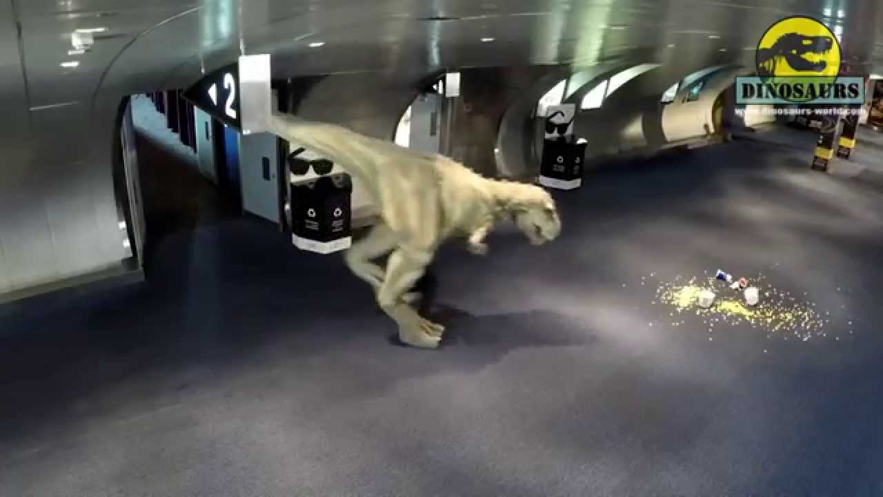 Our walking T-rex Dinosaur Costume prank in underground car park
