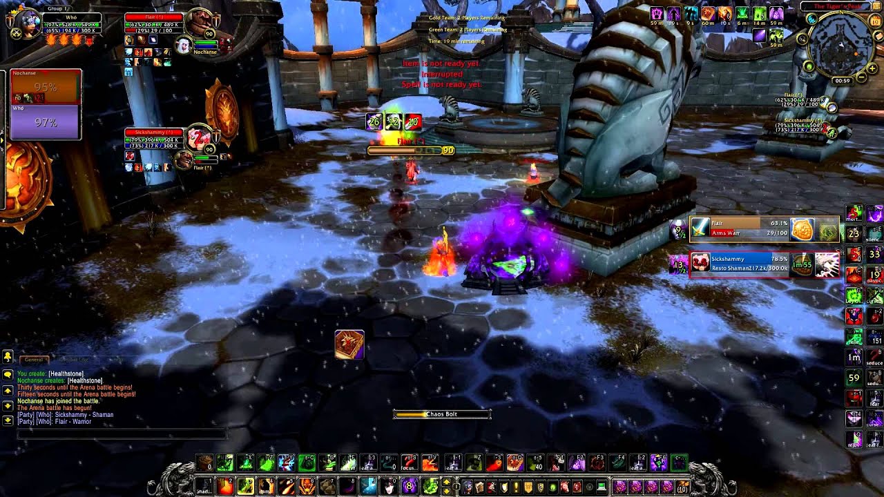 WOW Destruction Warlock PvP 2v2 Arena Patch 5.4