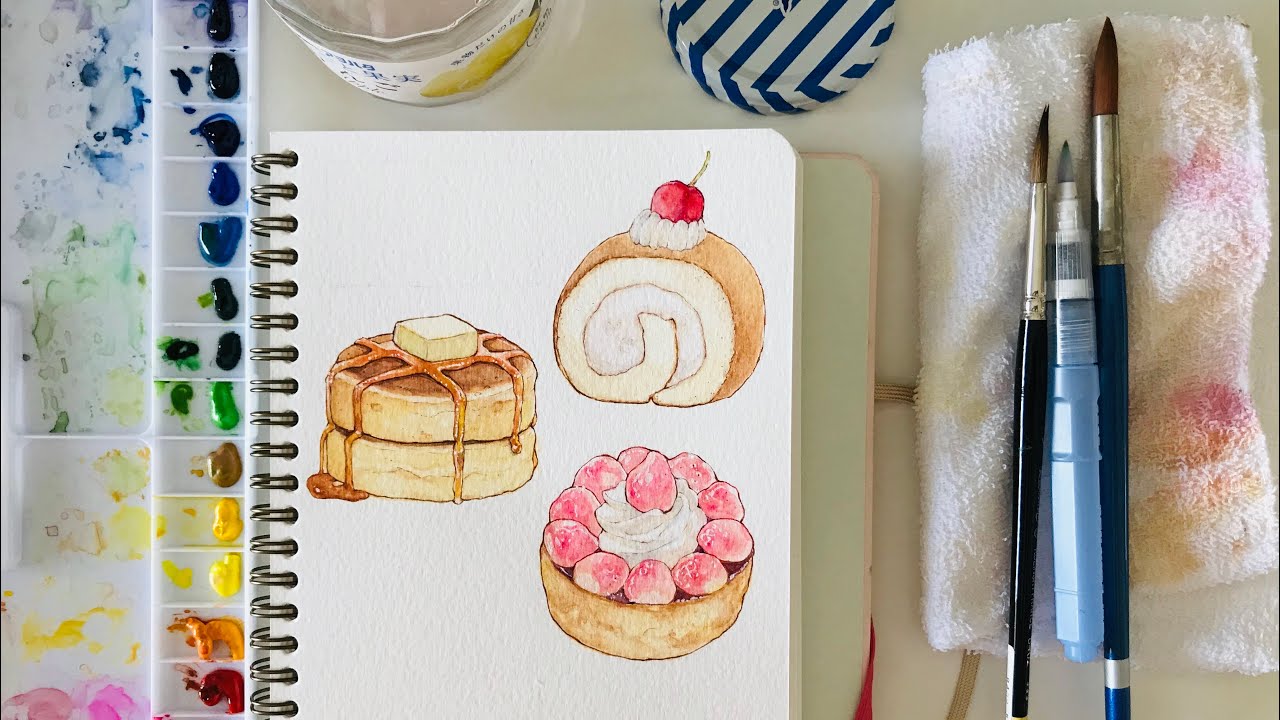 WATERCOLOUR FOOD | Painting a Roll Cake!
