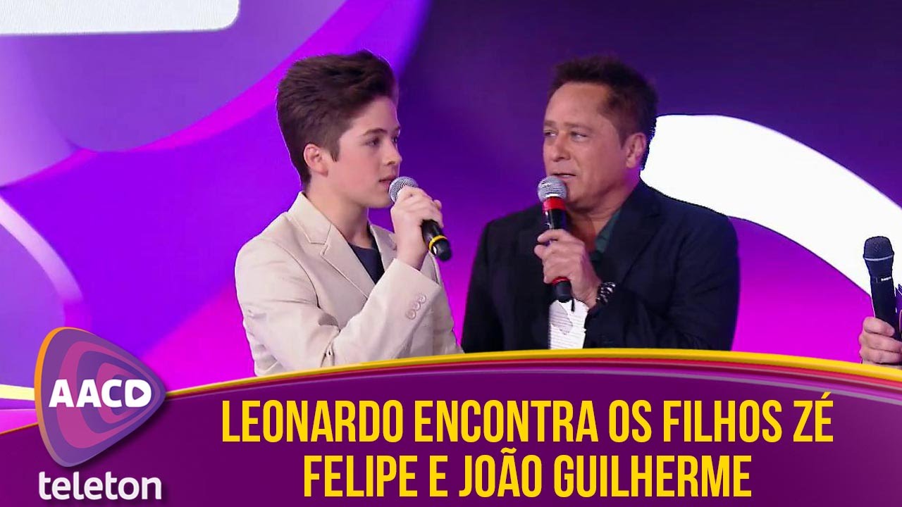 Jo&atilde;o Guilherme e Z&eacute; Felipe encontram o pai Leonardo