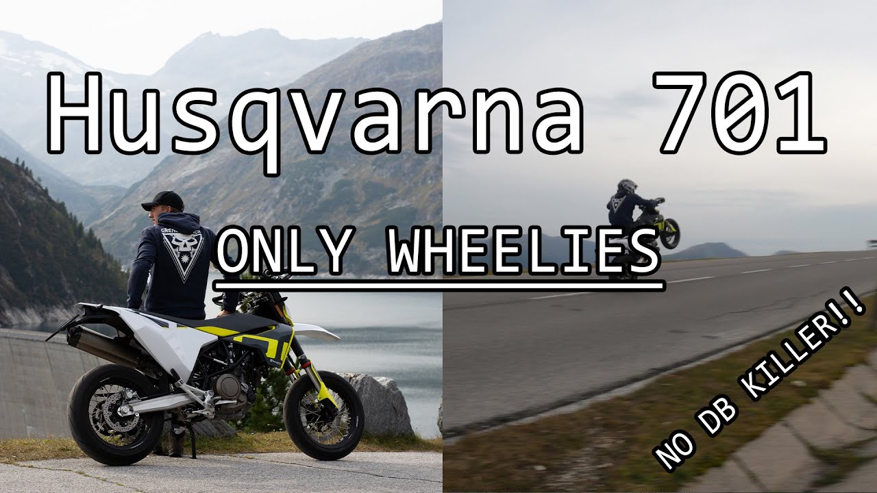 Husqvarna 701, no DB Killer and Akrapovic exhaust!! Wheelies!!