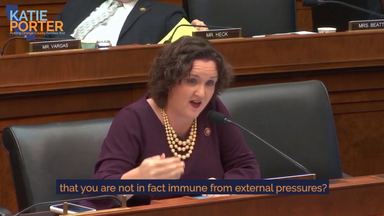 Rep. Porter questions Fed Chair on his partying with the ultra-wealthy