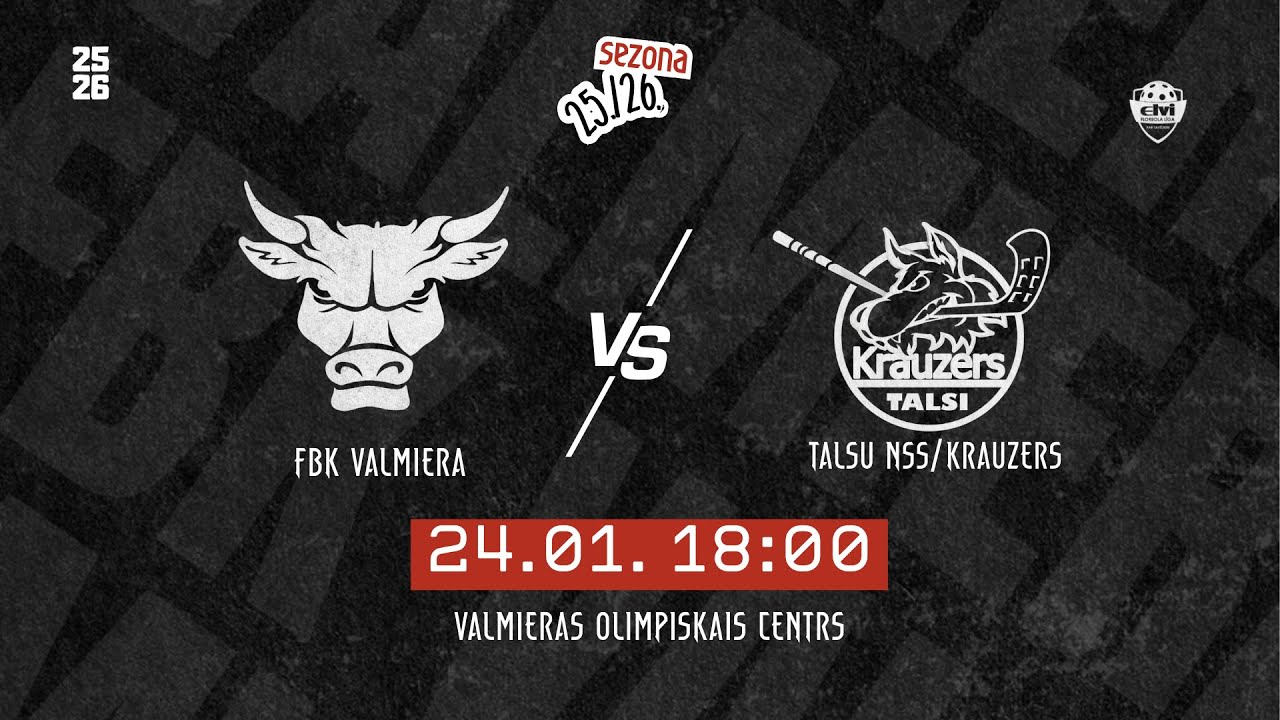 ELVI florbola līga: FBK Valmiera - Talsu NSS/Krauzers (24.01.2026)