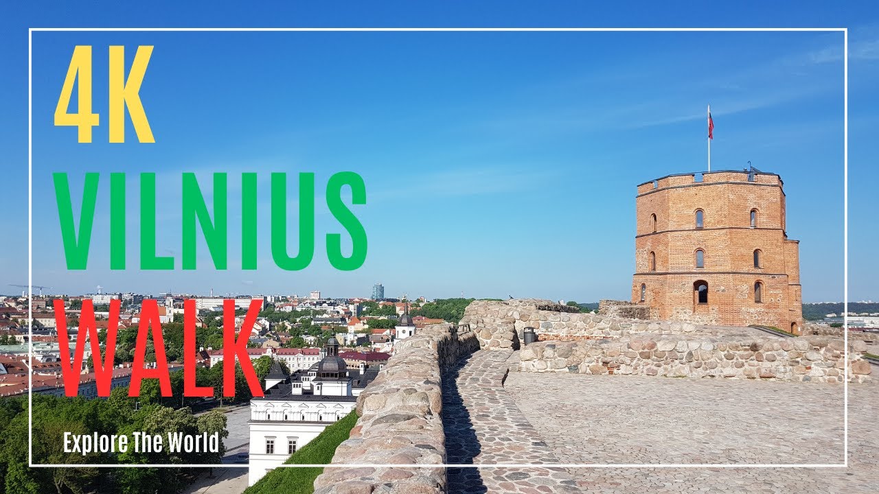 【4K】 Walking Tour in Lithuania - Vilnius Walk from Cathedral to Gediminas Tower with City Sounds