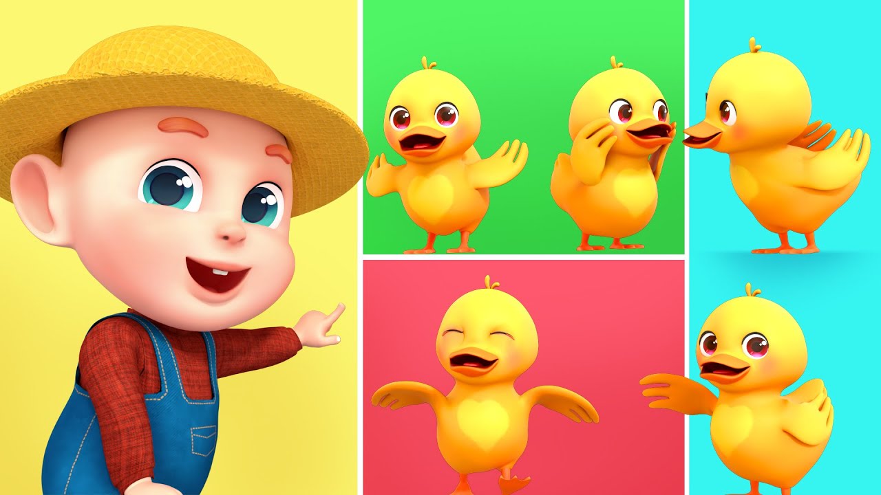 Colorful Little Ducks Song | Five Little Ducks | Farm Animals | Rosoo Nursery Rhymes & Kids Songs