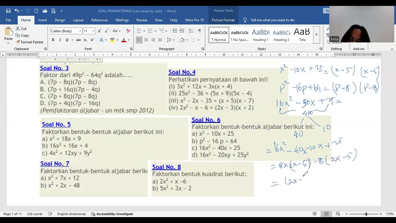 KAMIS 12 FEB 2026 BELLA SESI 2 PEMFAKTORAN