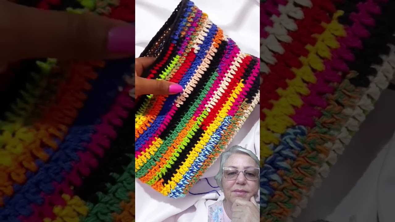 Bolsa de croch&ecirc; colorida, para iniciantes! 😍👍#crochet #passoapassodecroche