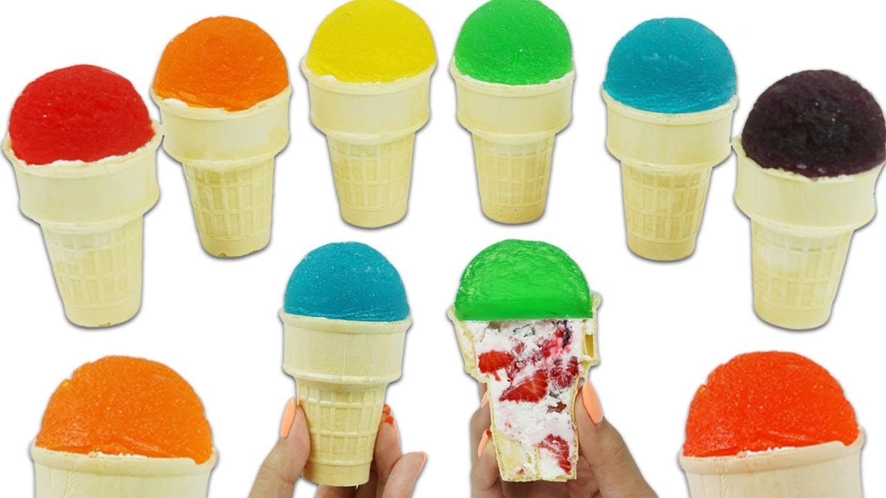 How to Make Rainbow Gummy Ice Cream Scoops with Fruit Filling!