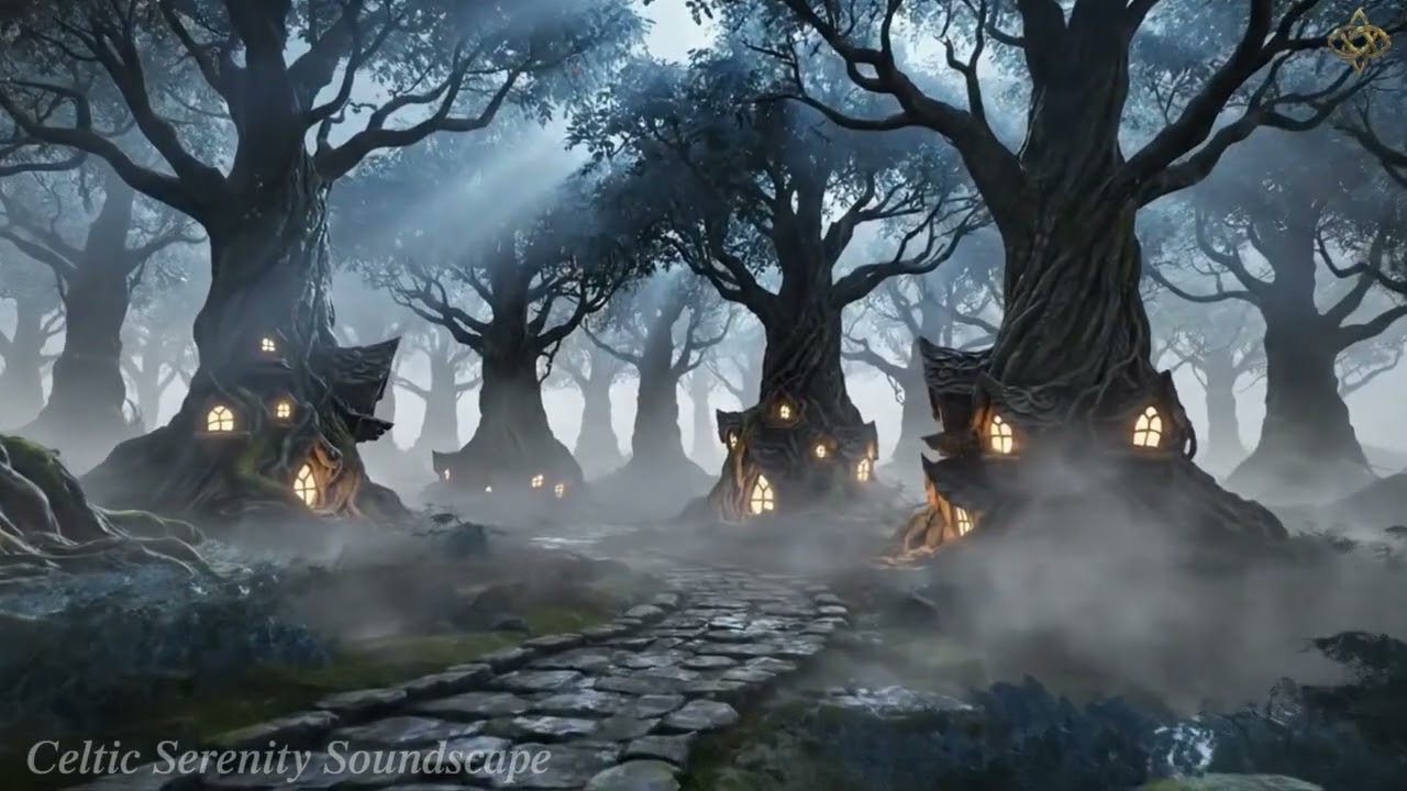 The Hidden Forest Village at Dusk — Gentle Celtic Melodies for Deep Calm and Night Peace