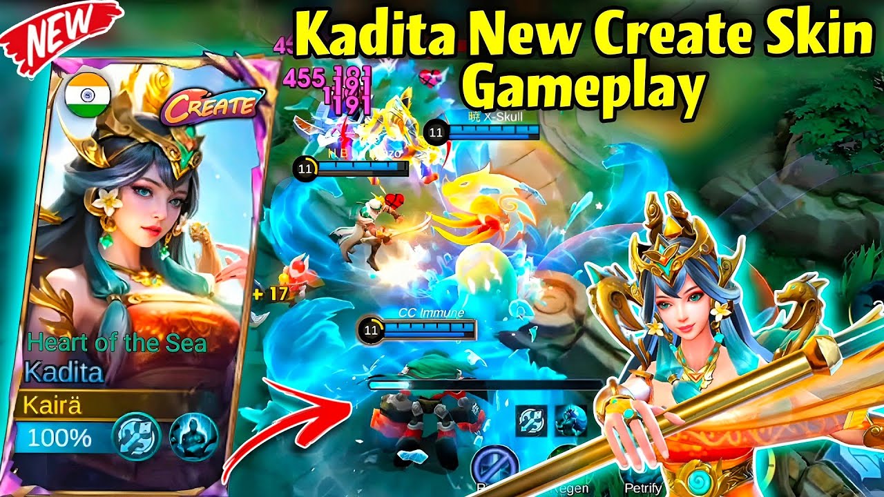 KADITA NEW CREATE SKIN GAMEPLAY!😍HEART OF THE SEA🌊💙 MANIAC!🔥