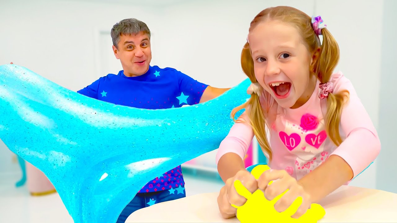 Nastya e papai fazem slimes. Coleção de vídeos para crianças