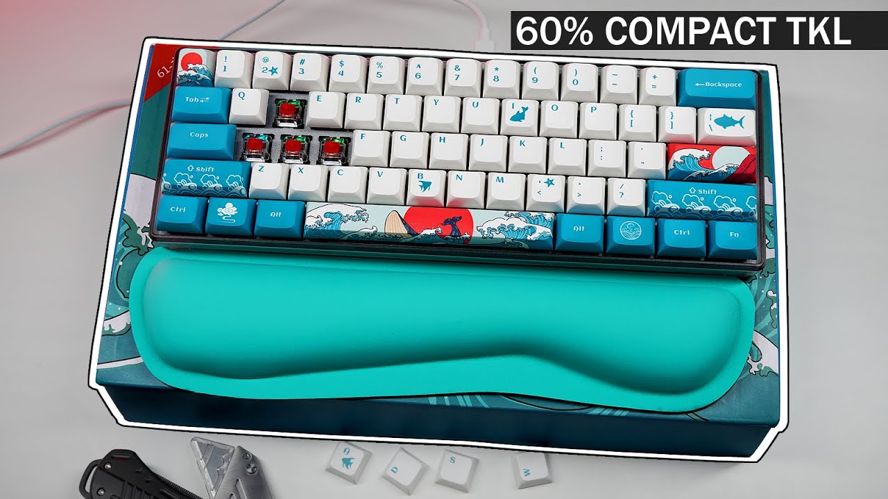 Unboxing Mihiyiry 61 Keys TKL Hot Swappable Red Switches Mechanical Gaming Keyboard - ASMR