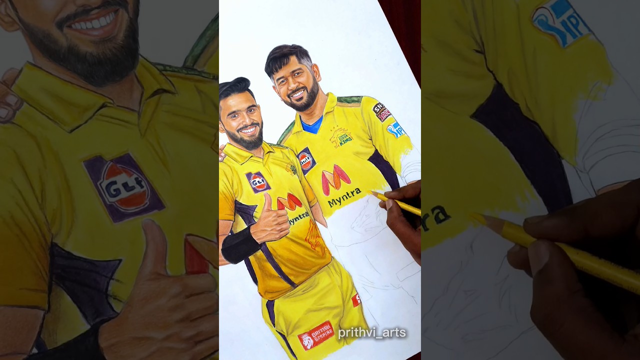 💛Thala Dhoni Art🎨💟‼️#art #artist #draw #tamil #drawing #painting #artwork #dhoni #csk #cricket #ipl