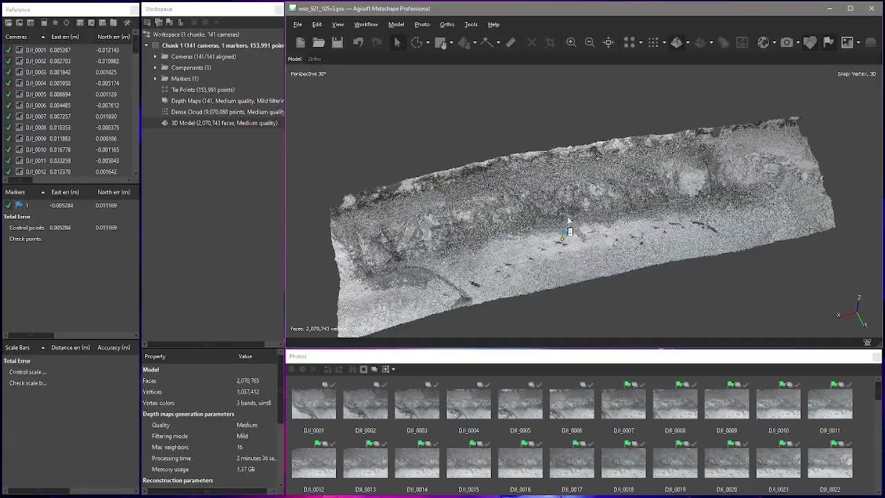 Processing RTK drone data in Metashape for 3d modelling, Geology and Geotechnical wall mapping.