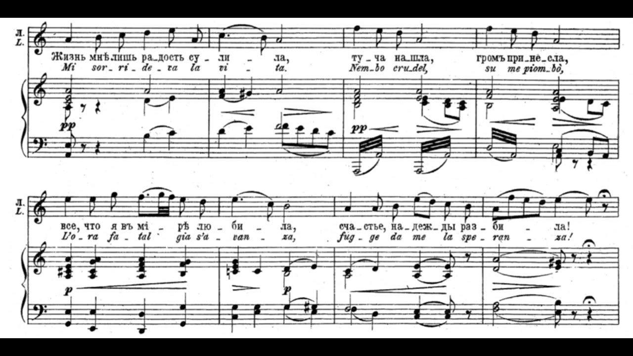 Liza's aria (The Queen of Spades - P.I. Tchaikovsky) Score Animation