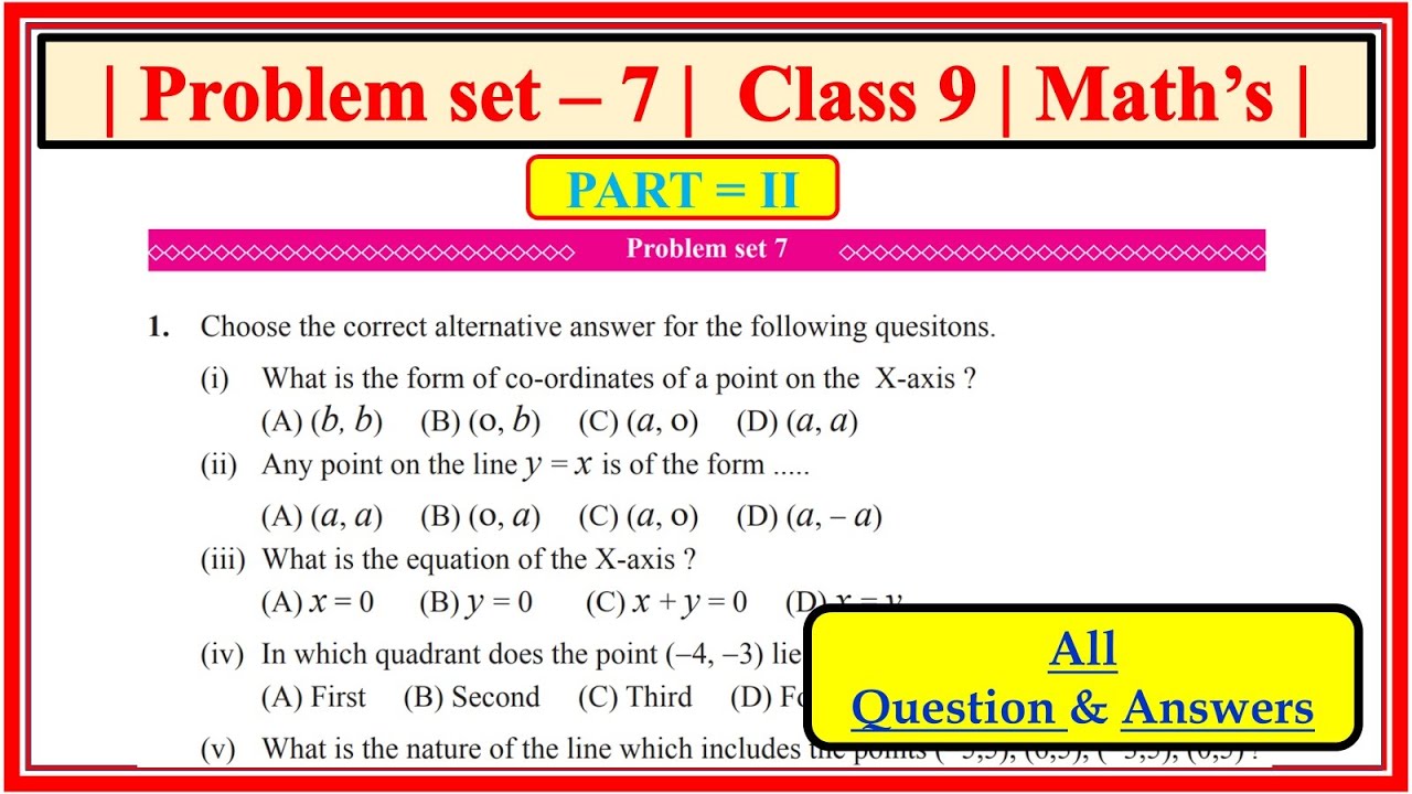 Problem set 7 class 9 maths part 2 | Chapter 7 Coordinate Geometry | Maharashtra Board #class9th