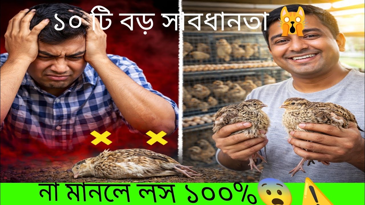 👉 কোয়েল পালন করার ১০টি বড় সাবধানতা | না মানলে ১০০% লসের ঝুঁকি | Quail Farming Bangladesh