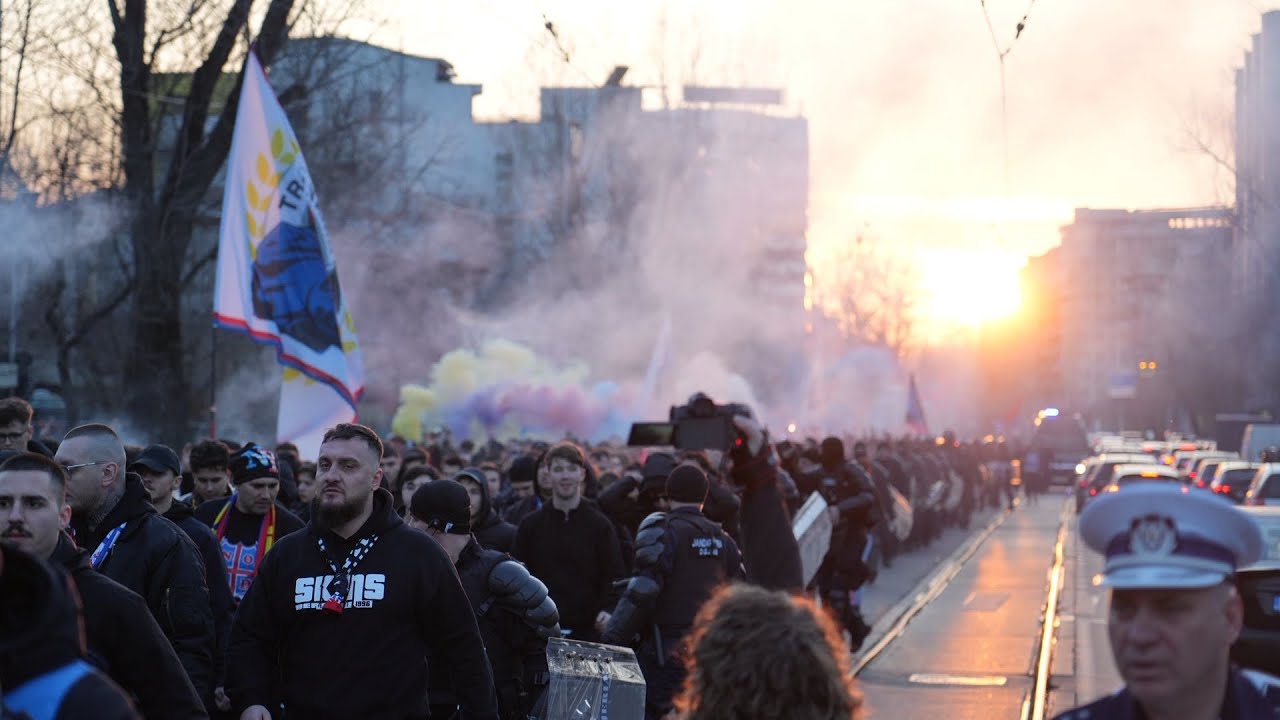 CORTEO FCSB INAINTEA MECIULUI CU RAPID