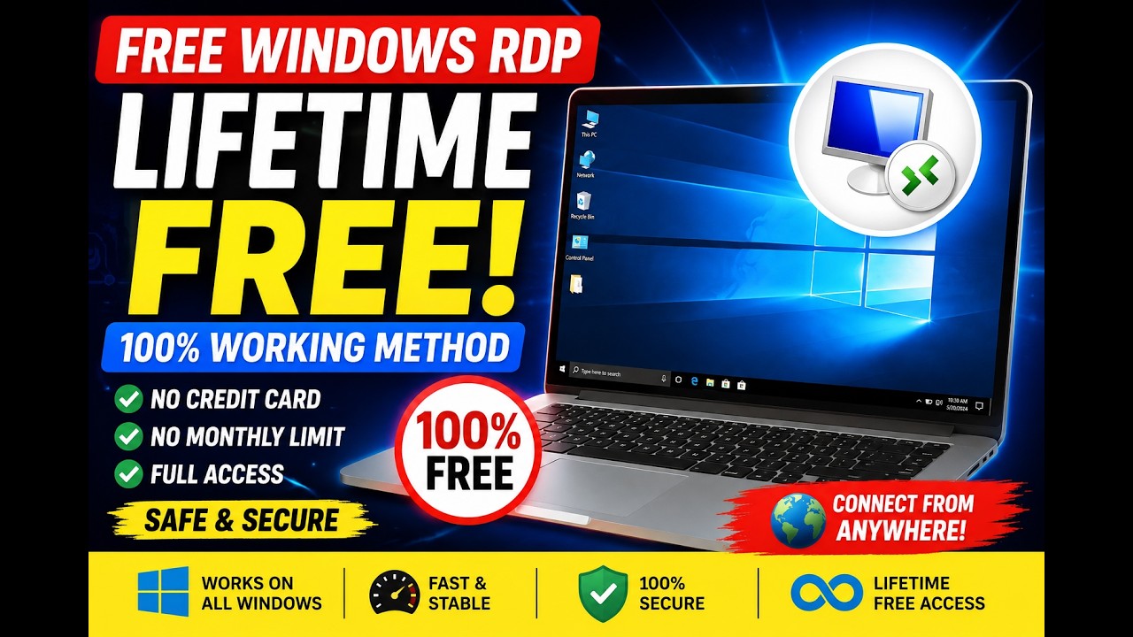 FREE Windows RDP ♾️ | Lifetime Free RDP | 100% Working Method