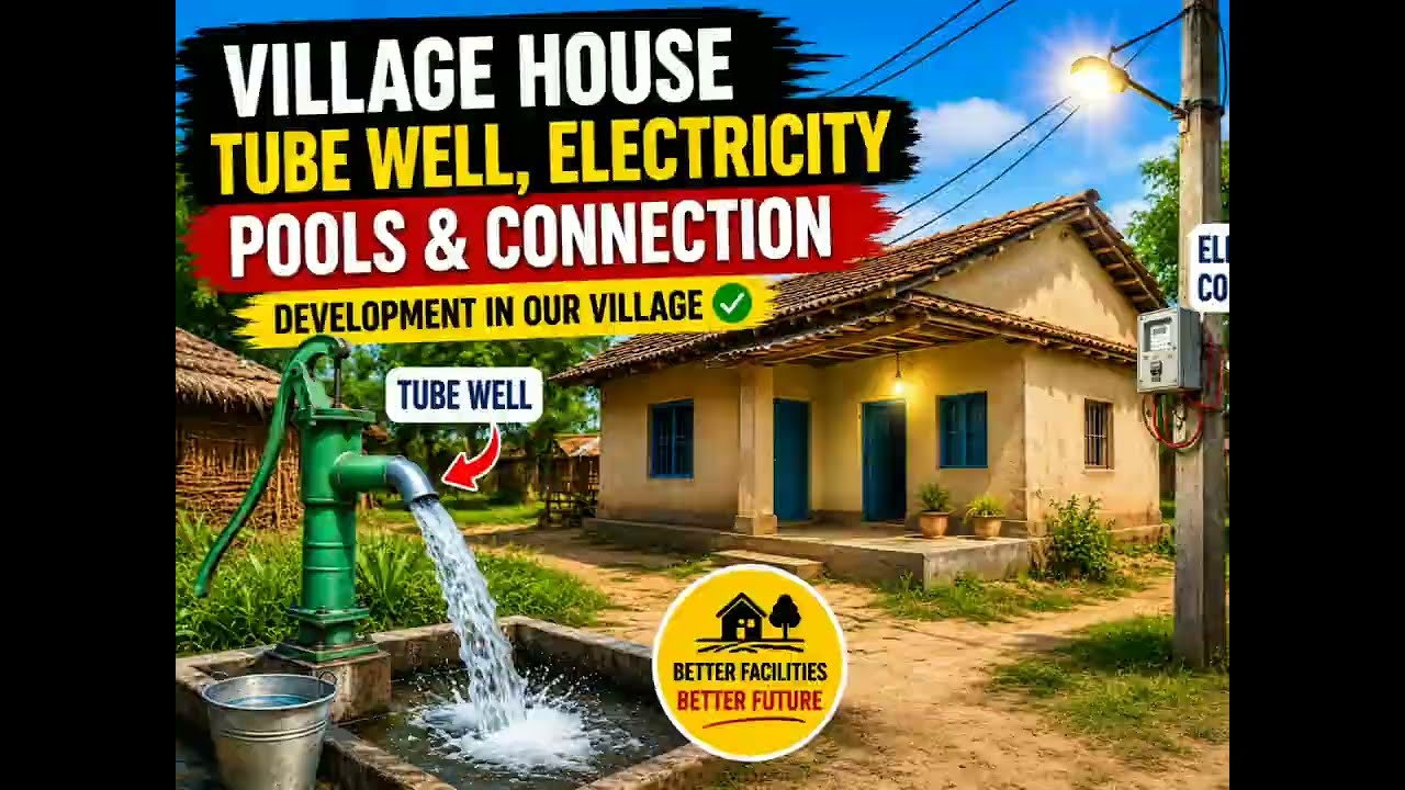  Village Construction with Tube Well & Electricity | DIY Timelapse