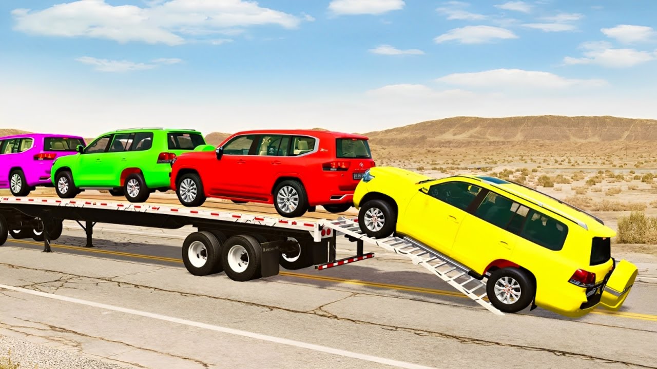 Flatbed Truck McQueen | Transportation with Truck Pothole vs Car | BeamNG.Drive Gameplay |#137