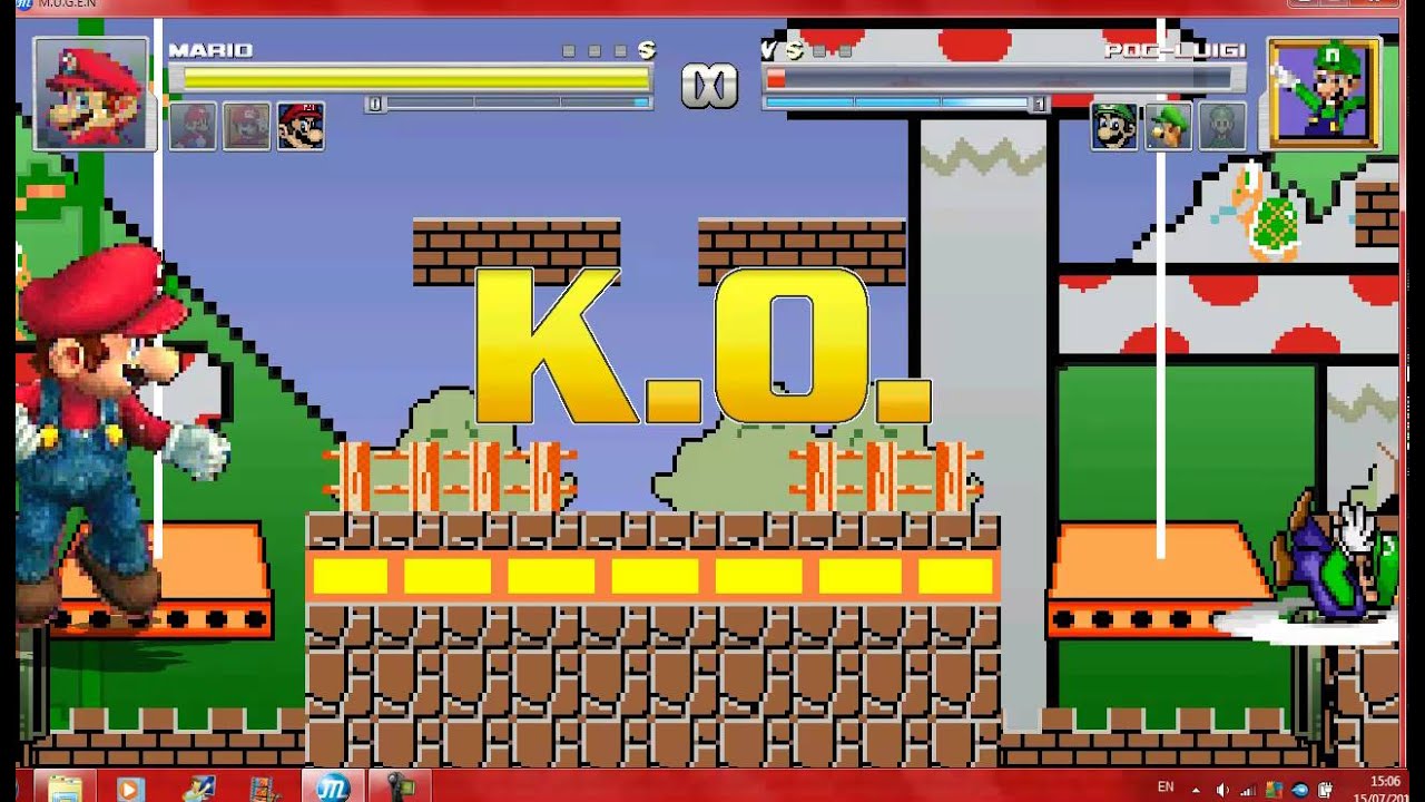 Mugen 4 Different Versions of Mario vs 4 Different Versions of Luigi
