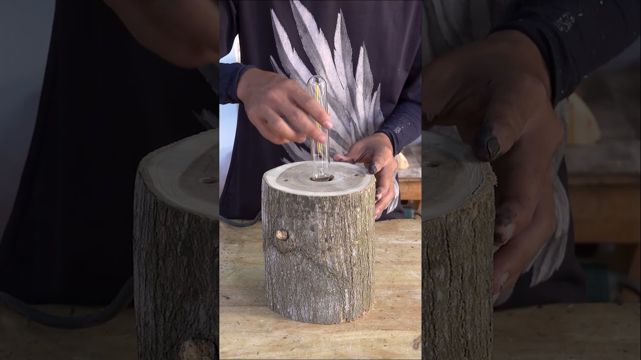 Taking wooden Piece Make Woodworking Lamp Decoration #woodworking #carpenter #lamp #woodcarving