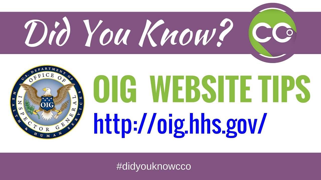 Navigating the Office of the Inspector General website - Did You Know CCO