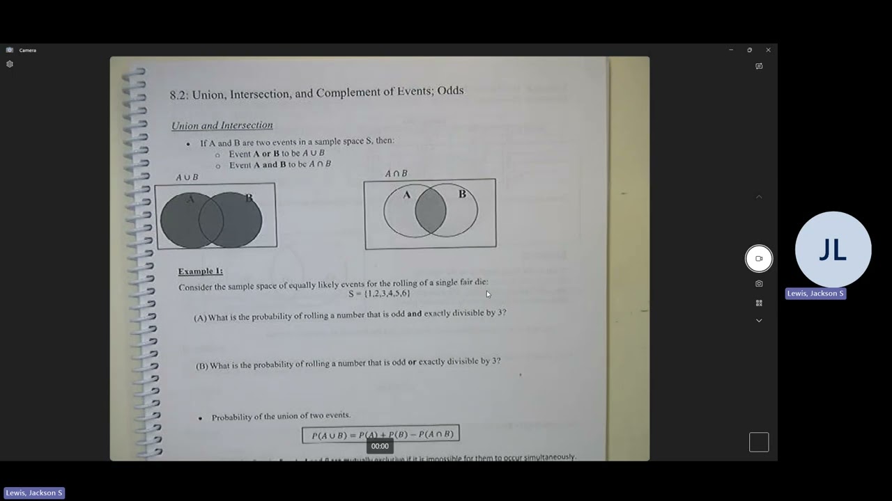 MATH 139 8.2 - Union, Intersection and Compliment of Events, Odds